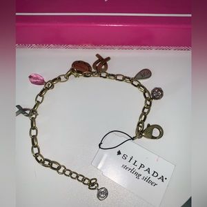 Silpada NWT Sterling Brass Breast Cancer Awareness PINK OUT LOUD Bracelet